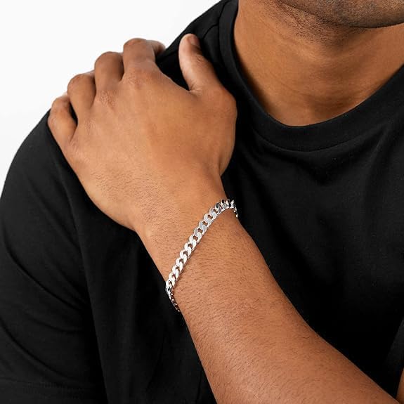 Italian 925 Sterling Silver Solid Miami Cuban Bracelet for Women & Men - Miami Cuban Bracelet for Men & Women Jewelry Gifts - Image 2
