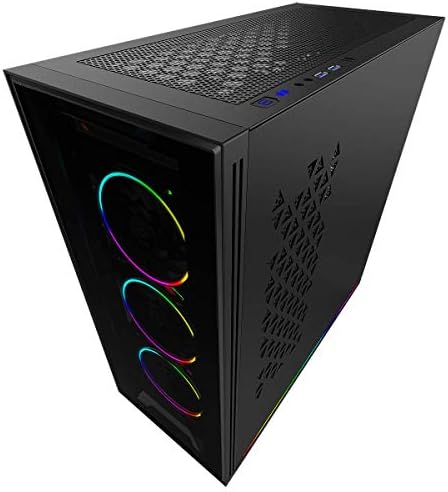 GameMax View ARGB PC Gaming case, ATX, 3 x 120mm Razor Fans Included, 2 x ARGB LED Strips Included, ARGB Hub, 9 Fan Support, Water-Cooling Ready | Black