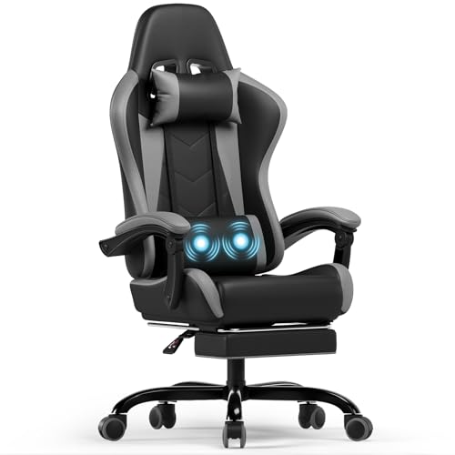 Devoko Silla Gaming Con Masajeador, Silla Oficina Con Reposapiés, Silla Juego De Carreras Con Una Carga De 150kg, Respaldo Ajustable Alto Silla Ergonomica De Juegos Reclinable 90-135 Gris Devoko Silla Gaming Con Masajeador, Silla Oficina Con Reposapiés, Silla Juego De Carreras Con Una Carga De 150kg, Respaldo Ajustable Alto Silla Ergonomica De Juegos Reclinable 90-135 Gris