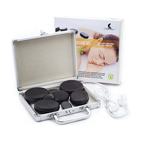 Lava-Massagesteine (8 Stück) im Heizkoffer, Lavasteine zur Massage von Gesicht, Rücken, Beinen und des ganzen Körpers, für Spa, Wellness und Entspannung Cover