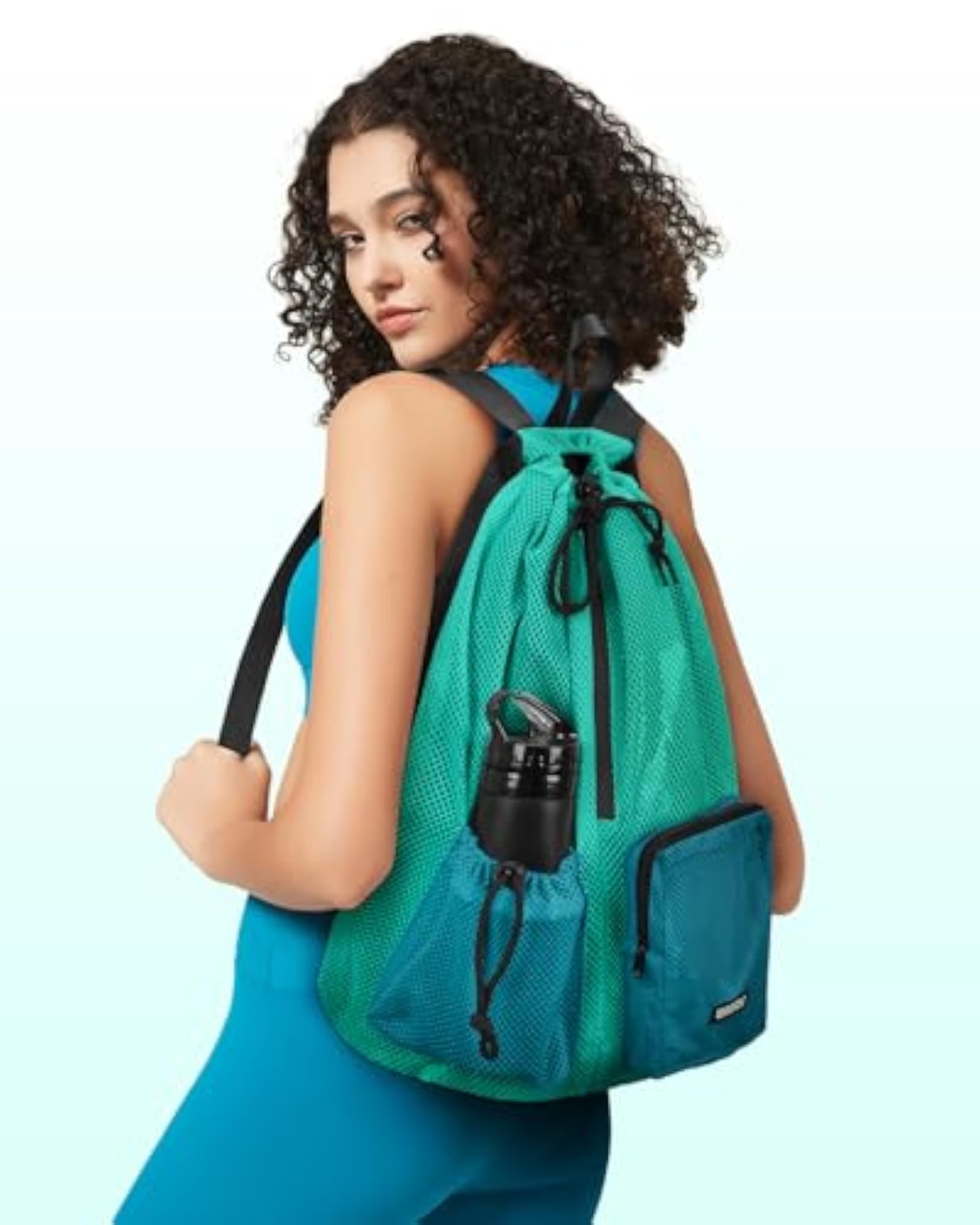 Mesh Beach Backpack for Swimmers, Turquoise