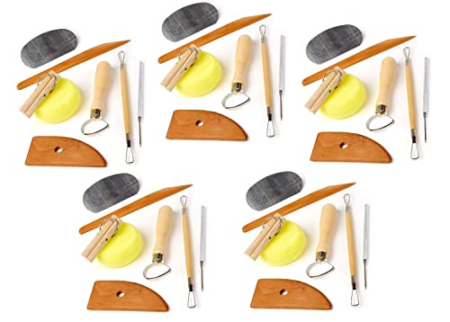 Lot of 5 Clay Pottery Tool Kits 8 Pc Set Ceramics Wax Carving Sculpting Molding