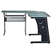 Techni Mobili Deluxe Tempered Frosted Glass L Shaped Corner Desk With Pull Out Keyboard, Graphite