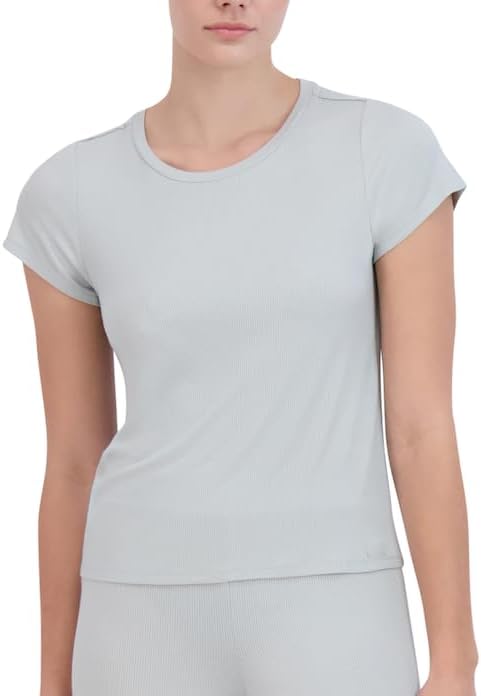 Steve Madden Womens Women's Ribbed Short-Sleeve Sleep Tee