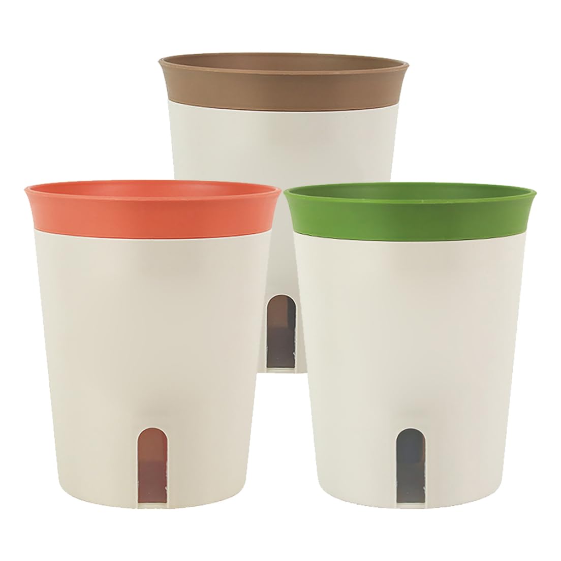 Pots à arrosage automatique pour orchidées et plantes d'intérieur (Lot de 3, système à mèche)