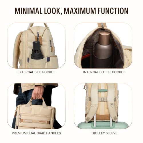 Image of uppercase Dune Alphatech Padded 15.6 inch Laptop & iPad Compartment Professional Backpack for Men & Women - Tote & Backpack Carry, Waterproof Work Business Backpack for College Work Daily -Beige