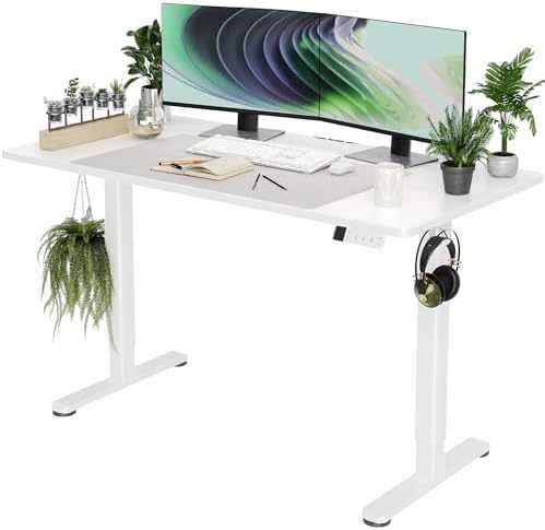 （04:00時点） Claiks 昇降デスク 電動 スタンディングデスク 昇降式 テーブル 幅140cm*奥行き60cm テレワーク オフィスデスク 在宅ワーク パソコンデスク 高さ調節 メモリー機能 ホワイトフレーム/ホワイト天板