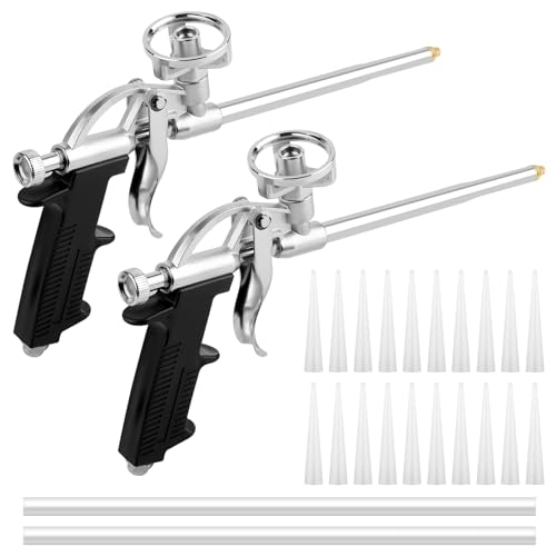 QOUBNIC Pistola de espuma, pistola de espuma expansível, espuma de poliuretano com 22 bicos, pistola de espuma de construção para trabalhos de calafetagem e selagem