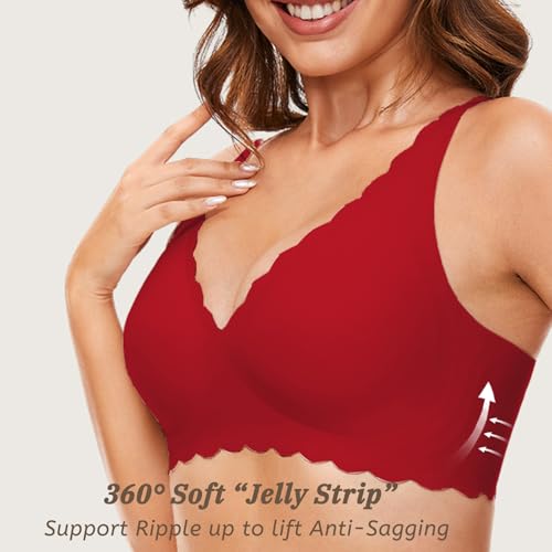 Image of Deep V Petal Bras for Women No Underwire Soft Wireless Bras Comfort Seamless Bralettes with Extender