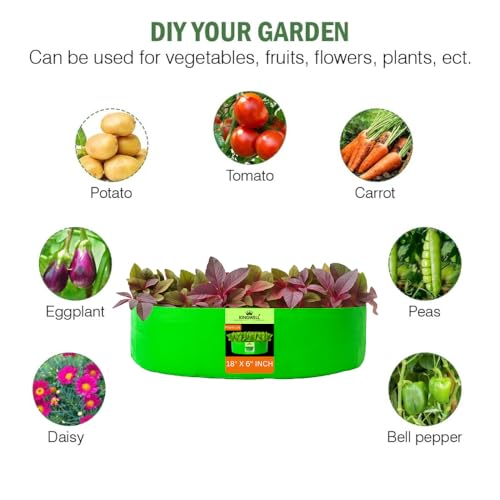 Image of Kingwell grow bags 18x6 inches pack of 2 Grow Bag For Terrace Garden Leafy Vegetable Plant Grow Bags Fruits Growing Containers For terrace Gardening