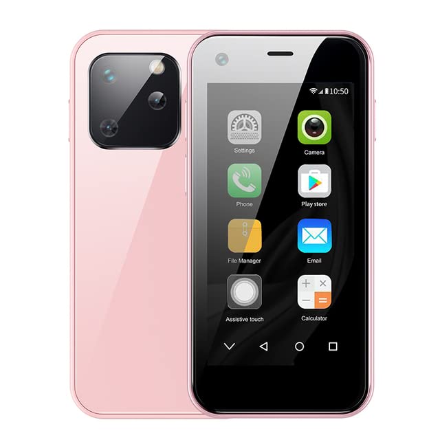 TruelyMini Smartphone Unlocked Android Phone 1GB RAM 8GB ROM Quad Core Dual SIM WIFI 3G WCDMA Small Mobile Phones for Student Children (A-Pink)