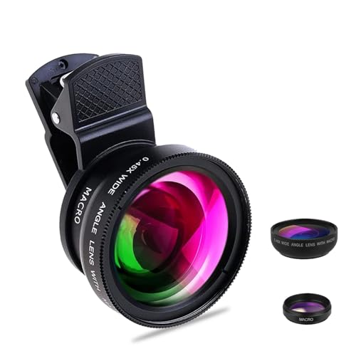 Tonsiny 2 IN 1 Clip-On Lens Set for iPhone & Android: Super Wide Angle & Macro Phone Camera Lens Kit, Aluminum Alloy + Optical Glass, Compatible with iPhone 16-6, Samsung, Google, OnePlus & More