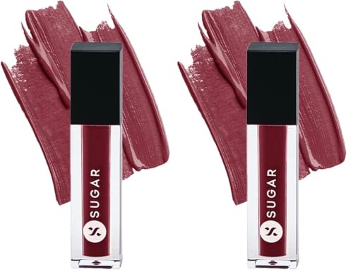 Image of SUGAR Cosmetics Smudge Me Not Liquid Lipsticks for Women | Transferproof & Waterproof | Lasts 12+ Hours | Matte Lipstick | 1.1ml - 03 Tan Fan (Pack of 2)
