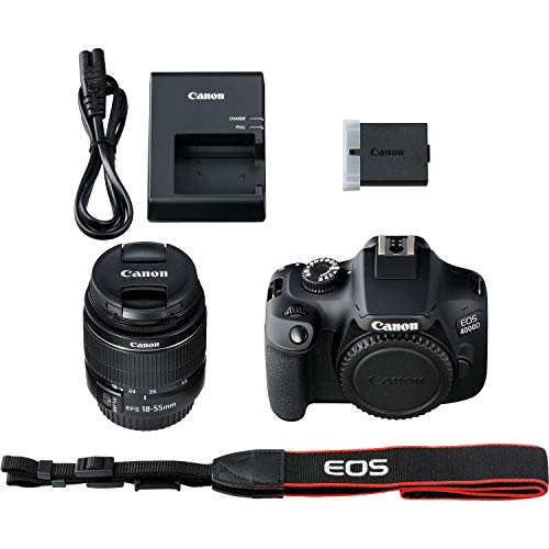 Canon EOS 4000D DSLR Camera with EF-S 18-55mm f/3.5-5.6 III Lens Advanced Bundle - Includes: Extended Life LPE10 Replacement Battery, 50\" Gripster Tripod & More