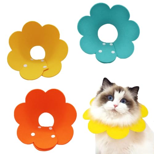 3 Stück Katze Schutzkragen, Weicher Filz, Einstellbarer Halskrause Katze Halsband, Katzenkragen...