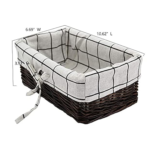Wicker Storage Basket, Rectangular Storage Basket£¬Natural and Decorative, Arts and Crafts. (Darkbrown)