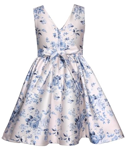 Bonnie Jean Girls Size 4-16 Blue Ivory Toile Mikado Dress3