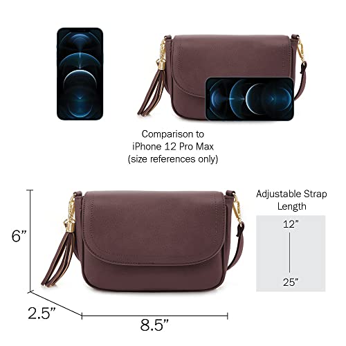 Image of EVVE Small Crossbody Bags for Women Trendy Flap Saddle Purses with Tassel Vegan leather Shoulder bag