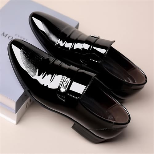 Men's Retro Patent Leather Slip On Dress Shoes Formal Business Oxford Pointed Toe Loafers for Men2