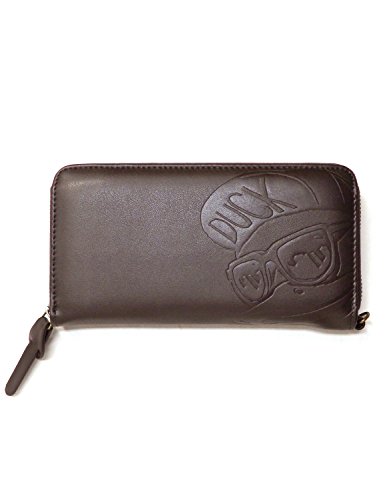 DUCK DUDE ダックデュード 長財布 2way レザー アヒルフェイス かっこいいエンボス加工 (フリーサイズ(男女兼用), ブラウン)