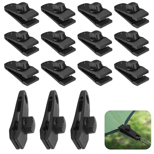 15 Pièces Clip de Bâche Tente - Pince pour Auvent Voiture, Fixation Caravane, Verrouillage Attache Piscine - Clip Plastique pour Toile Ombrage