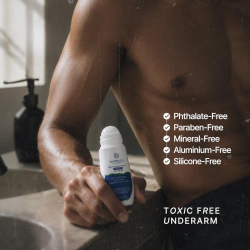 Image of Mannlich Underarm Roll-On for Men, 2% Kojic & Salicylic Acid, Lactic Acid, Alpha Arbutin, 4% AHA & BHA | Brightens Skin, Reduces Pigmentation, Exfoliates & Prevents Body Odor | Alcohol & Aluminum Free, Dermatologically Tested- 50ml (Pack of 3)