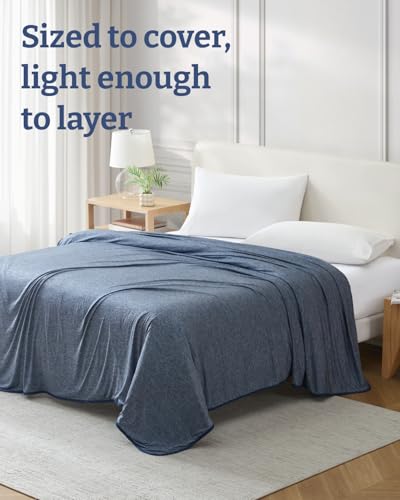 Image of Cooling Blanket for Hot Sleepers - Cold Blanket King /Cal King Size - Double-Sided, Ultra Cool for Summer, Night Sweats & All Seasons - Soft, Lightweight & Breathable for Bed or Couch - Navy, 50 inch x 60 inch