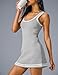 TQD Tennis Dress for Women Athletic Striped Knitted Sweater Tank Mini Active Casual Club Golf Dresses 2025 Trendy(Gray,M)