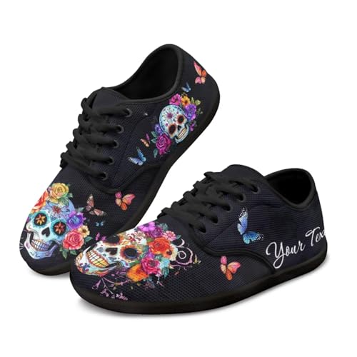Binienty Sugar Skull Wide Toe Box Shoes for Women Butterfly Animal Barefoot Shoes Mens Ladies Casual Quick Dry Barefoot Beach Walking Kayaking Surfing Training Shoes