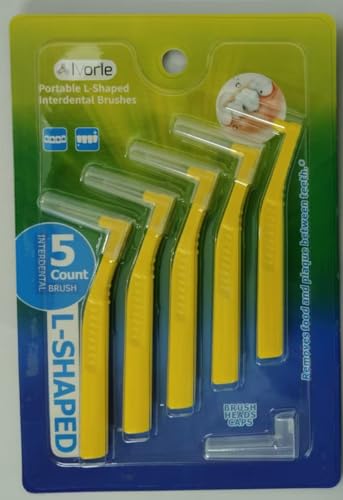 IVORIE L-Shaped Angle Interdental Brushes – Deep Clean Between Teeth, Reusable & Gentle (0.7mm - Yellow)