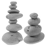Gemuseeee 2er Pack handgeformte Sandstein Gartensteine zum Stapeln für Zen Dekoration, natürlich wirkende Mini Landschaft, Dekoration für Zuhause oder Büro