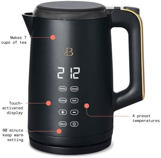 Beautiful 1.7L One-Touch Electric Kettle, Black Sesame