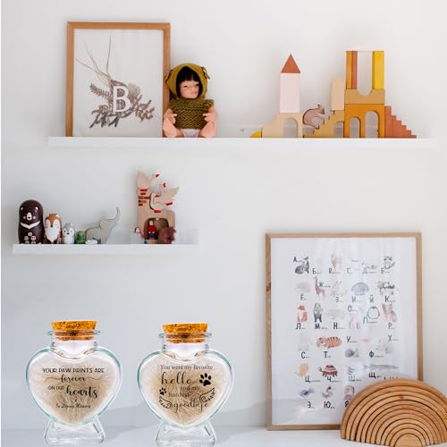 2 Stück Haustier-Erinnerungsflasche für Haare, Asche & Zähne - Glasfläschchen zur Aufbewahrung - Trostgeschenk bei Haustierverlust (Weiß, 1 STK Paw Prints+1 STK Hardest Goodby, Herz)