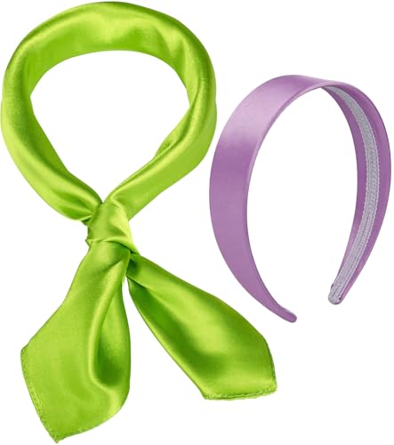 XUECHEN Green Scarf and Purple Headband for Women Halloween Party Cosplay Costume Accessories