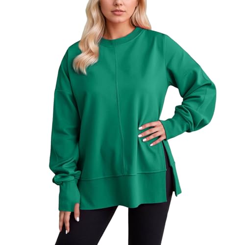 Genérico Sudadera para Mujer sin Capucha Casual Color Sólido Jersey Ligera, versátil Sudadera con Estampado Sweatshirts de Color Sólido Suave y cómoda Jersey Amplio De Manga Larga