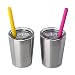 Housavvy 2 Pack Kids Stainless Steel Cups with Lids and Straws - Silver