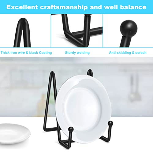 Ouskr Plate Stands For Display, 4 Pcs 4-1/4 Inch Plate Holder Display Stand, Metal Iron Picture Frame Holders Stand For Book Photo Small Easels Plaque Dish Art Tabletop Decorative Black #TOP3