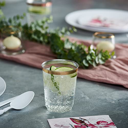 image for Plasticpro Disposable 10 oz Crystal Clear Plastic Tumblers With Gold R