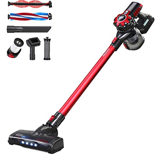 Akku Staubsauger MZ5 Kabelloser Staubsauger 4in1 leistungsstark 120W Ladestation LED Elektrobürste Handsauger