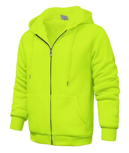 Image of V VALANCH Men Hoodies Zip Up Sherpa Lined Sweatshirts Heavyweight Thick Warm Fleece Winter Jacket
