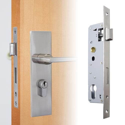 OMJMYY Einsteckschloss Gartentor Rohrrahmenschloss Edelstahl Türschloss Rohrrahmen Entferung 85MM Dornmaß 35MM Robustes Schlosseinsatz für Metalltüren Links/Rechts