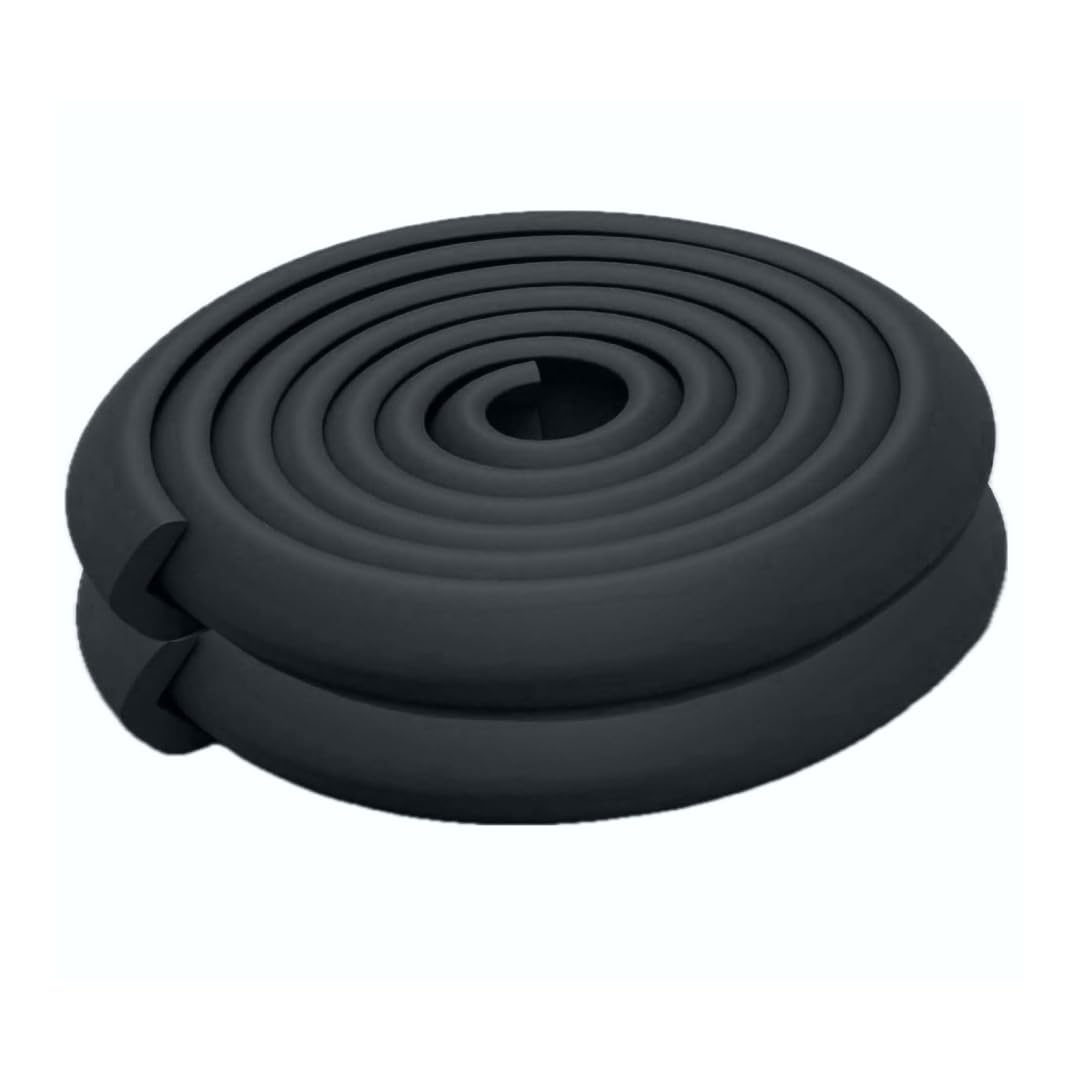 Safe-O-Kid® (Set of 2), Soft Cushioned 6.4 Ft / 2 Mtr Long L-Shaped Edge Guards with Strong 3M Adhesive, Safety for Sharp Edges for Babies- Black