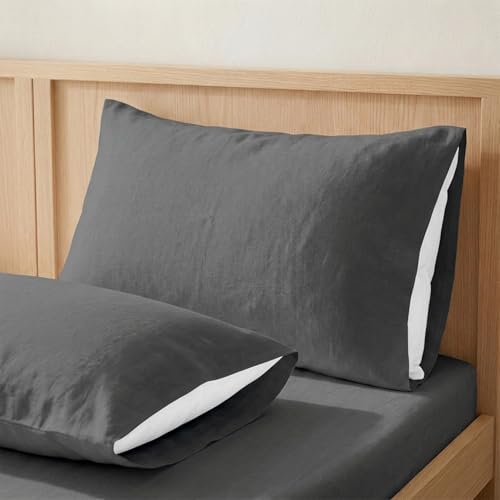 ECOMMERC3 | Funda de Almohada 90 100% Algodón - Funda Almohada Color Antracita Suavidad y Frescura para un Descanso Transpirable, Hipoalergénica y Duradera