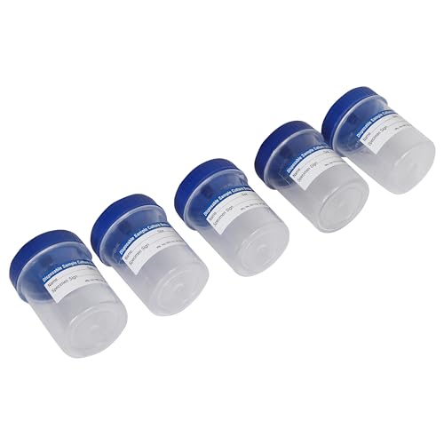 Image of 50ml Sterile Sample Collection Containers - Pack of 100 | Individually Pouch Packed, Leak-Proof, Disposable Plastic Containers for Urine, Stool & Lab Samples
