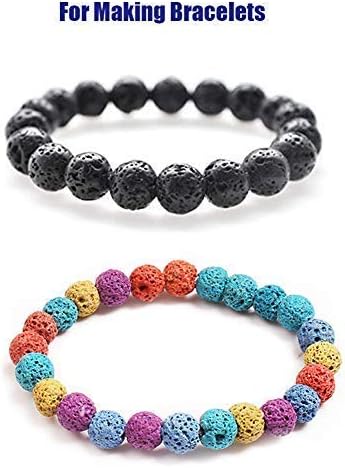 Lava Bead Kit, 400 Black Colored Lava Rock Stone Beads Diffuser Balls Kit Set for Essential Oils Jewelry Making by Afantti