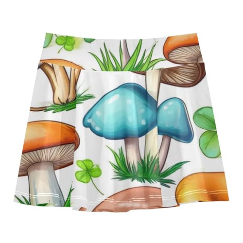 Joisal Children Athletic Shorts for Girls Skorts Skirts with Shorts Teen Skirt Colorful Mushrooms 4t2