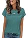 Cuptacc Shirt Damen Rundhals Basic T Shirt Kurz Locker Elegante Azurblau M