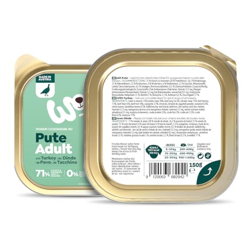 WOW Dog Hunde-Nassfutter mit Pute 11 x 150g | ohne Getreide & Zucker