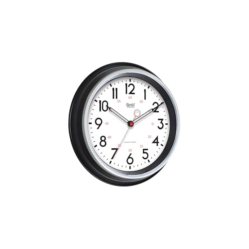 Image of Ajanta 7087 Large Wall Clock (14.6 Inch / 370mm) - Silent Sweep Non-Ticking Movement - Stylish Black Home Decor Clock- Modern Minimalist