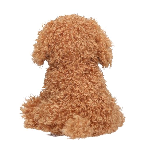 Depesche 13514 TOPModel - Kuscheltier Hund in Braun, ca. 16 cm großes Plüschtier mit lockigem Fell und rosa Zunge